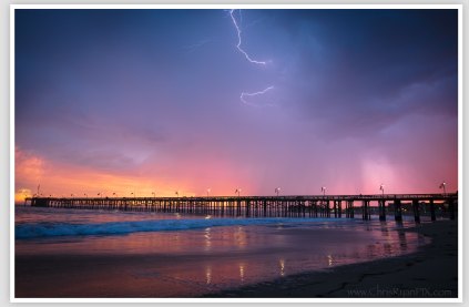 Lightning over Ventura Pier and Shoreline
