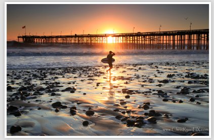 Gold Sunset with Surfer (Ventura Pier)