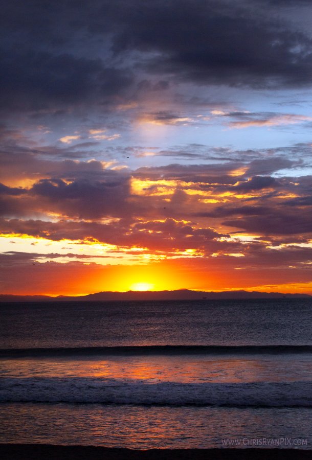Sunset over Anacapa Island of Channel Islands at Ventura Beach
