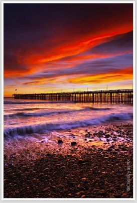 Purple Sunset and Rocky Shoreline at Ventura Pier