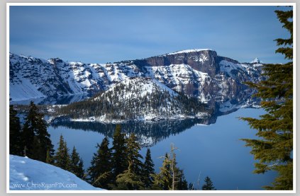Crater Lake Oregon in Snow