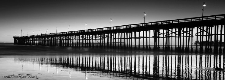 Ventura Pier in Black and White Photo (Panoramic)