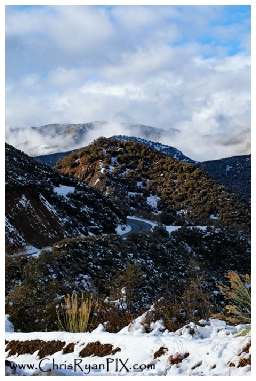 Highway 33 in Ojai during snow