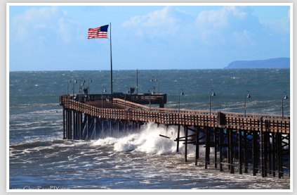 Big Ocean Waves hit the Ventura Pier