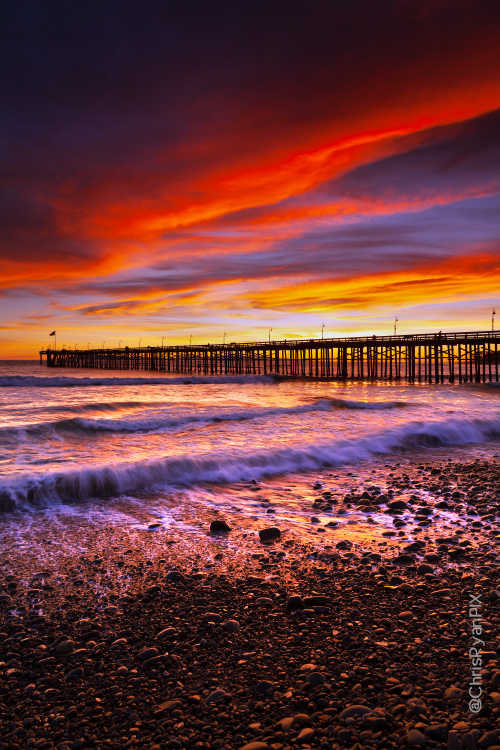 Amazing Shoreline Reflections during Sunset at Ventura Pier