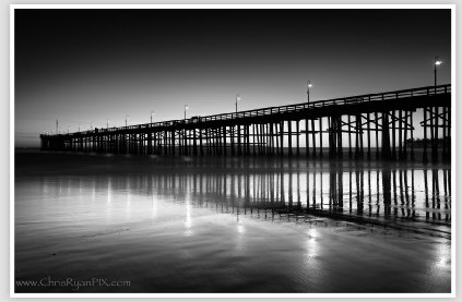 Ventura Pier Reflection in Black and White