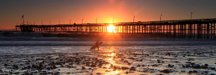 Ventura Pier Destruction with Surfer (Panoramic)