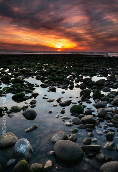 Rocky Shoreline along Ventura Beach during Sunset
