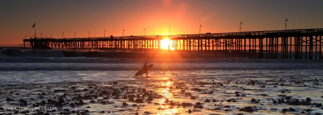 Surfer and Ventura Pier Photograph